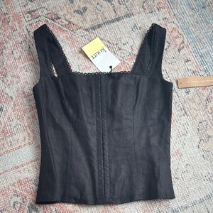 Elegant Black Camisole with Lace Trim